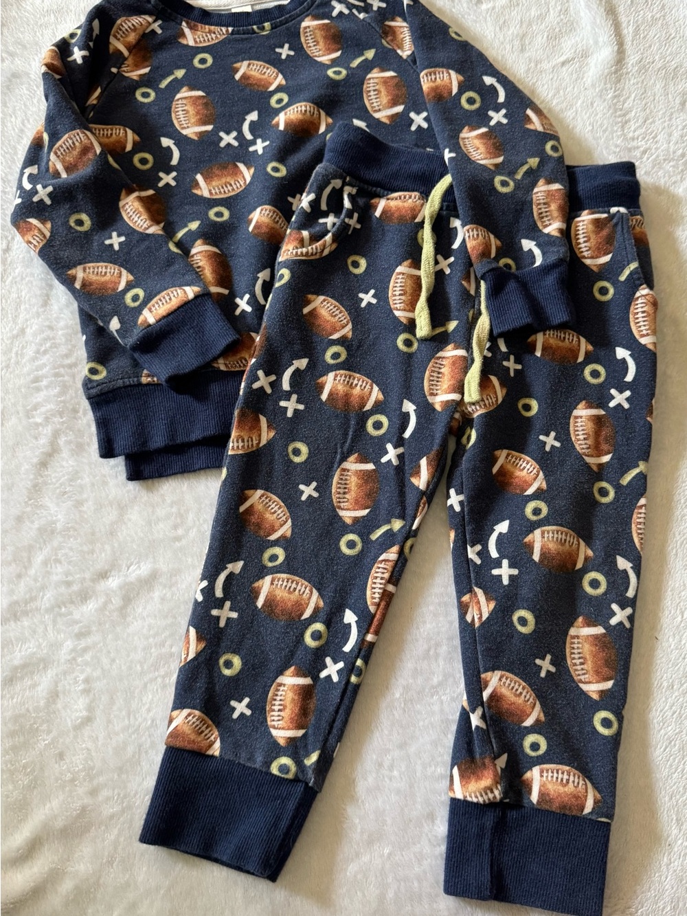 Kids Navy Football-Print Sweatpant & Jogger Matching Set